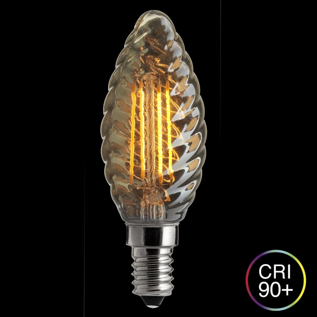 Kronljus vriden gold E14 4,5W 2000K 3-steg dimbar minne